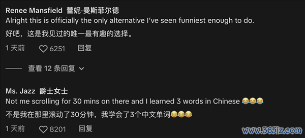 「学会了3个中语单词」|图片开首:TikTok