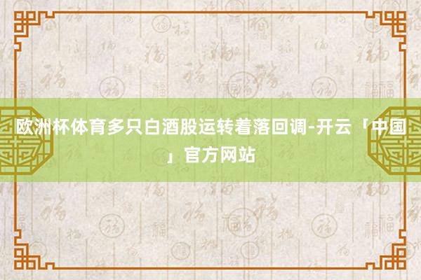 欧洲杯体育多只白酒股运转着落回调-开云「中国」官方网站