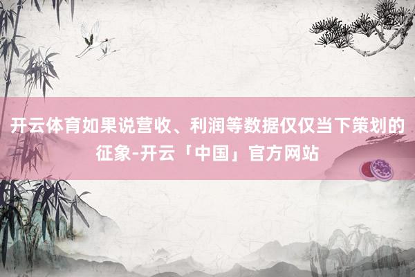 开云体育如果说营收、利润等数据仅仅当下策划的征象-开云「中国」官方网站