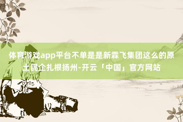 体育游戏app平台不单是是新霖飞集团这么的原土民企扎根扬州-开云「中国」官方网站