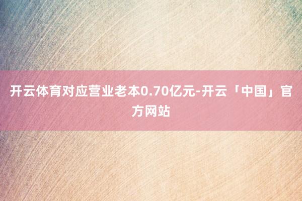 开云体育对应营业老本0.70亿元-开云「中国」官方网站