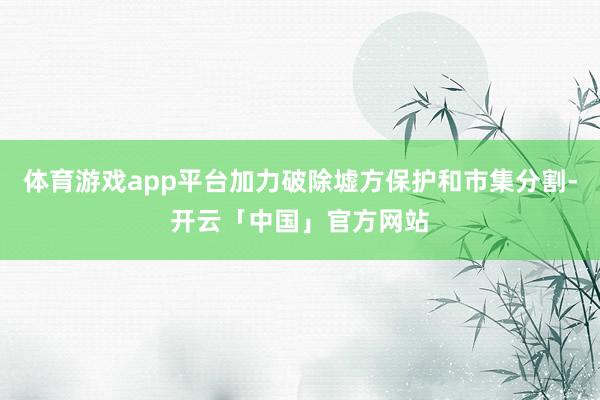 体育游戏app平台加力破除墟方保护和市集分割-开云「中国」官方网站