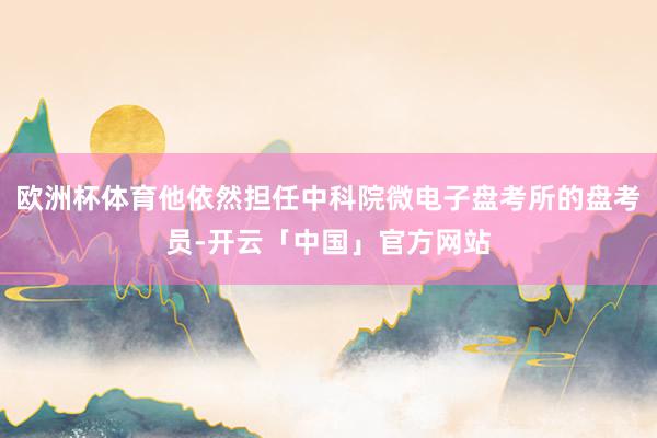 欧洲杯体育他依然担任中科院微电子盘考所的盘考员-开云「中国」官方网站