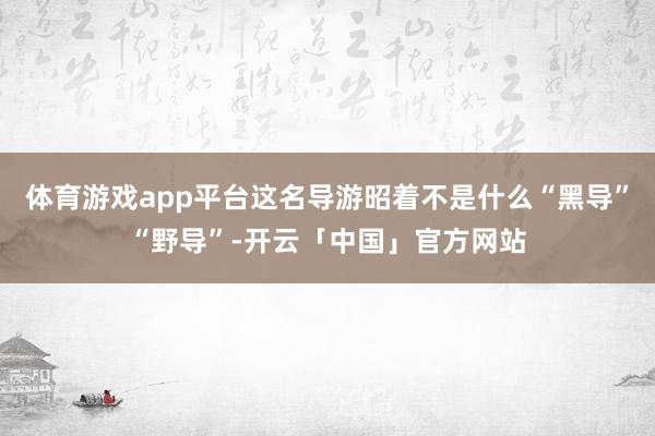 体育游戏app平台这名导游昭着不是什么“黑导”“野导”-开云「中国」官方网站