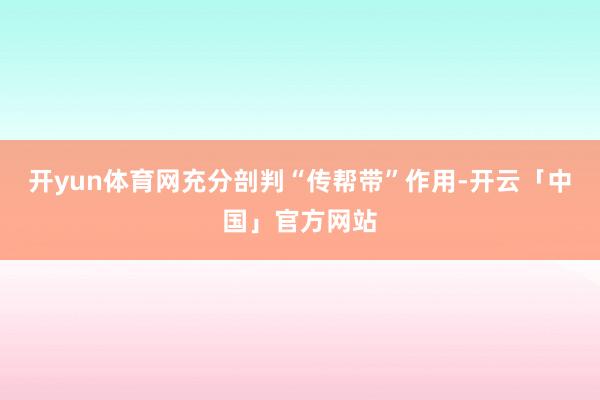 开yun体育网充分剖判“传帮带”作用-开云「中国」官方网站