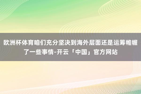 欧洲杯体育咱们充分坚决到海外层面还是运筹帷幄了一些事情-开云「中国」官方网站