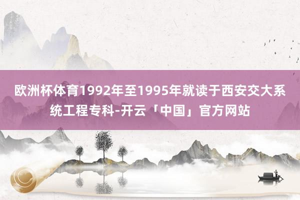 欧洲杯体育1992年至1995年就读于西安交大系统工程专科-开云「中国」官方网站
