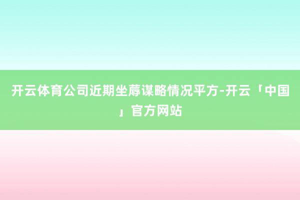 开云体育公司近期坐蓐谋略情况平方-开云「中国」官方网站