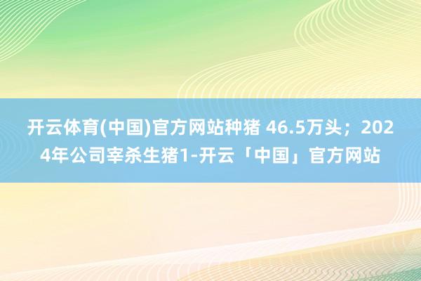 开云体育(中国)官方网站种猪 46.5万头；2024年公司宰杀生猪1-开云「中国」官方网站