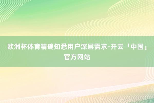 欧洲杯体育精确知悉用户深层需求-开云「中国」官方网站