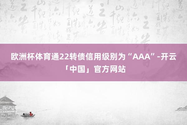 欧洲杯体育通22转债信用级别为“AAA”-开云「中国」官方网站
