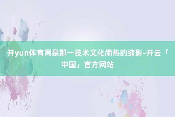 开yun体育网是那一技术文化闹热的缩影-开云「中国」官方网站