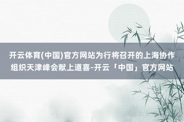 开云体育(中国)官方网站为行将召开的上海协作组织天津峰会献上道喜-开云「中国」官方网站