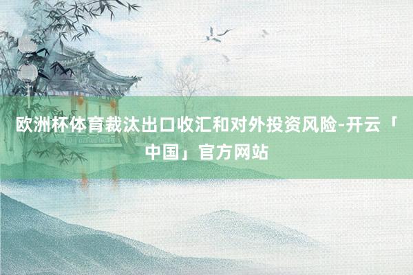 欧洲杯体育裁汰出口收汇和对外投资风险-开云「中国」官方网站