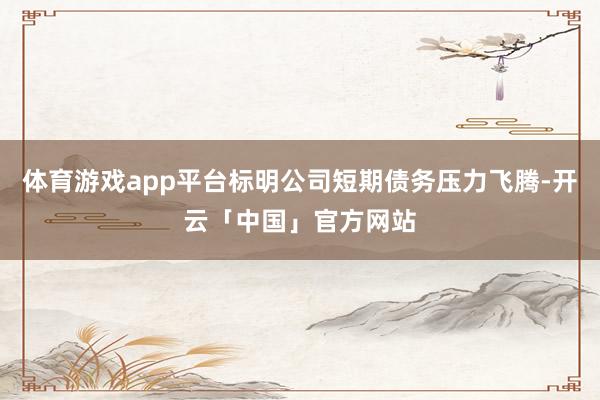 体育游戏app平台标明公司短期债务压力飞腾-开云「中国」官方网站