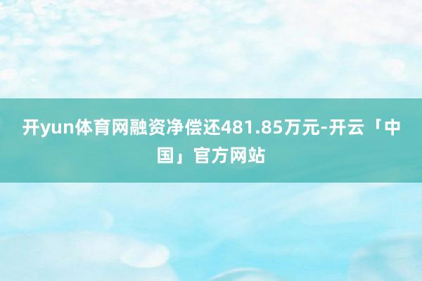 开yun体育网融资净偿还481.85万元-开云「中国」官方网站