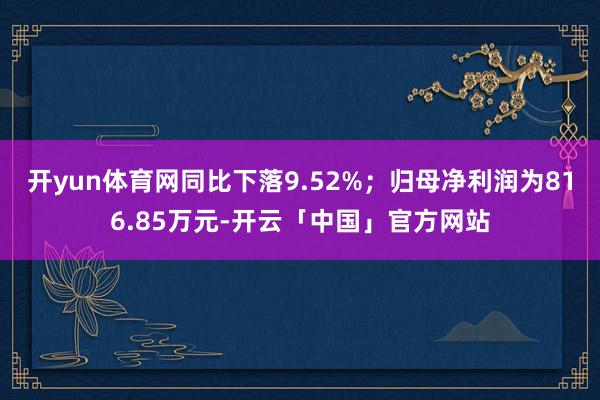 开yun体育网同比下落9.52%；归母净利润为816.85万元-开云「中国」官方网站