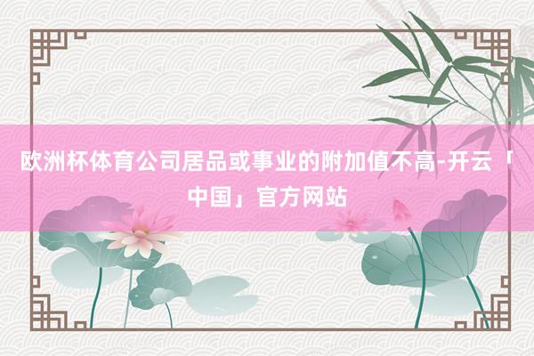 欧洲杯体育公司居品或事业的附加值不高-开云「中国」官方网站