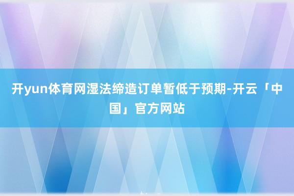开yun体育网湿法缔造订单暂低于预期-开云「中国」官方网站